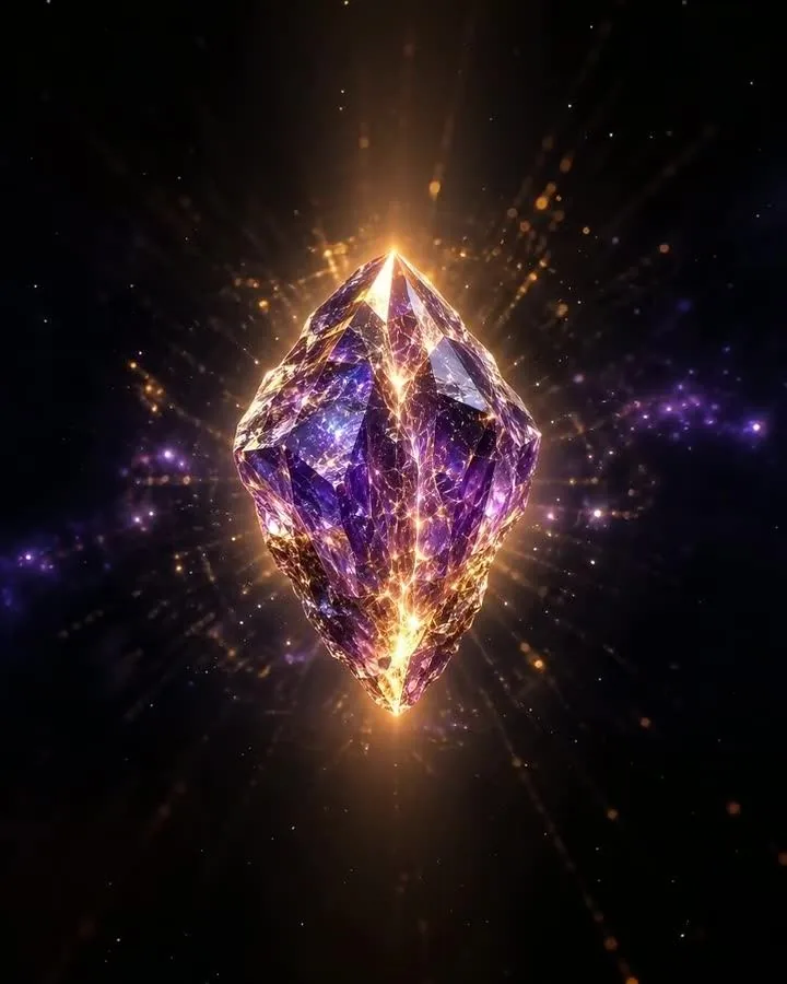 Cover of the ASTRO project: the glowing violet void crystal from the trailer, wrapped in golden light