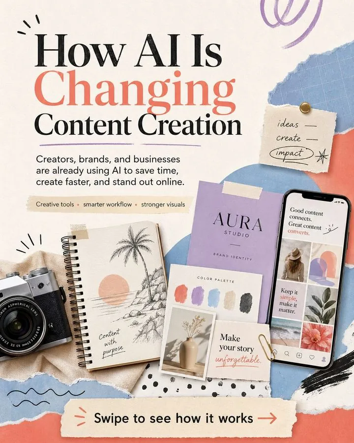 Cover of the Content studio project: a collage-style Instagram post titled How AI Is Changing Content Creation