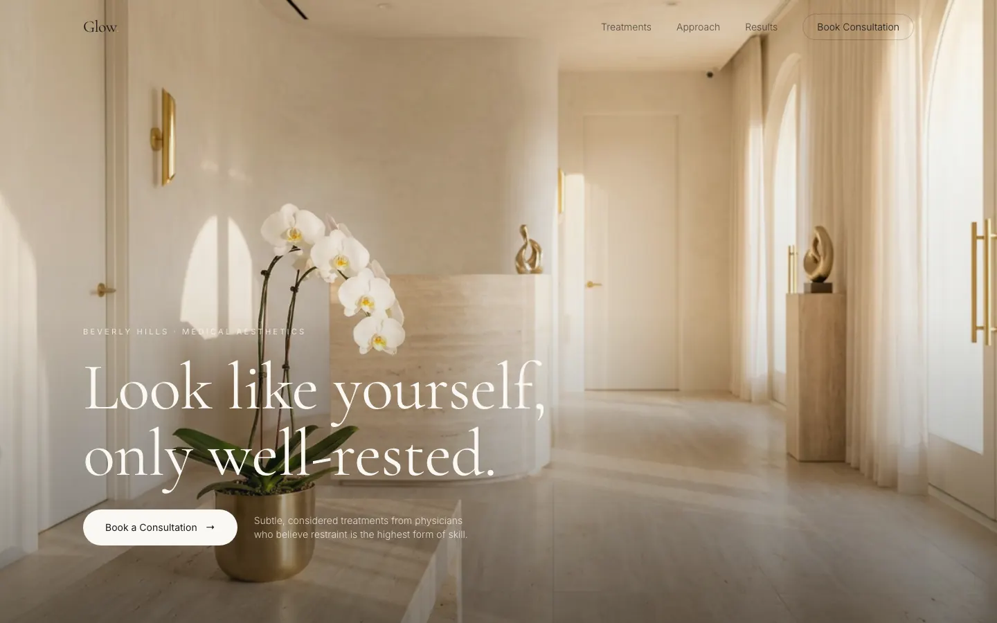 Glow Med Spa — quiet-luxury site concept