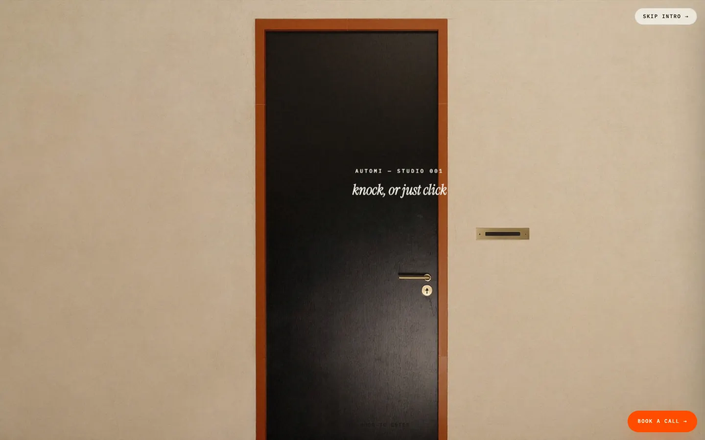 Automi HQ — interactive office site concept, closed door